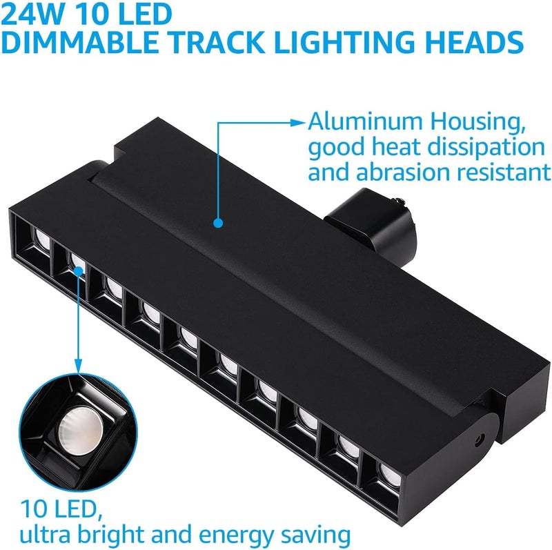 LEONLITE 24W Dimmable LED Track Lighting Heads, for H Type Track Rails, 100-277V, ETL Listed, CRI90, 1300LM, Flicker Free Ceiling Track Light Fixtures for Art, 4000K Cool White, Black, Pack of 2 - Image 4